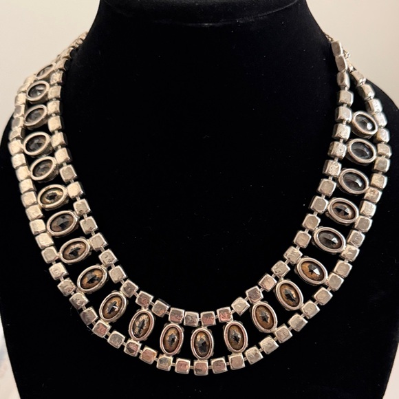 Vintage Amethyst Glass and Rhinestone Necklace - Picture 4 of 6